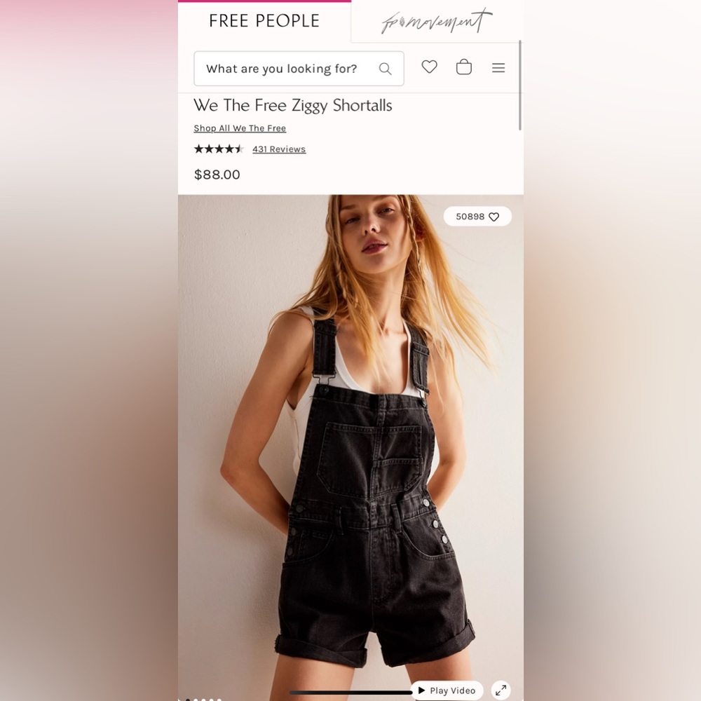 Free People Black Denim Overalls High-Waisted - Picture 3 of 7